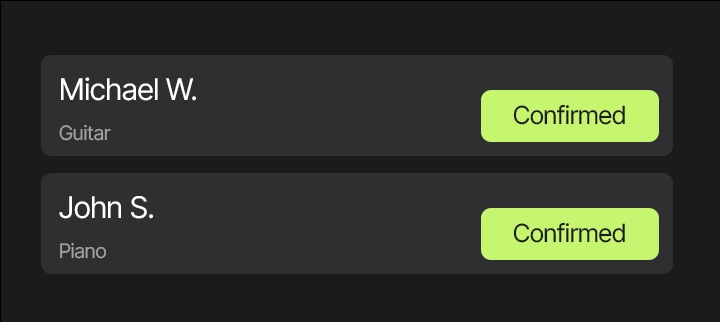 Confirmed, declined, or waiting — live, before the event starts.